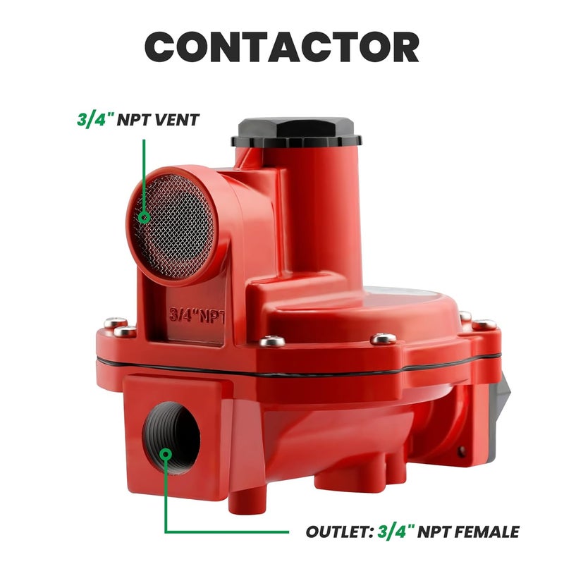 Watflow LP-Gas Equipment with One Stage Propane Regulator, 8-12 psig Spring, 3/4" x 3/4" NPT,Back Mount - Image 3